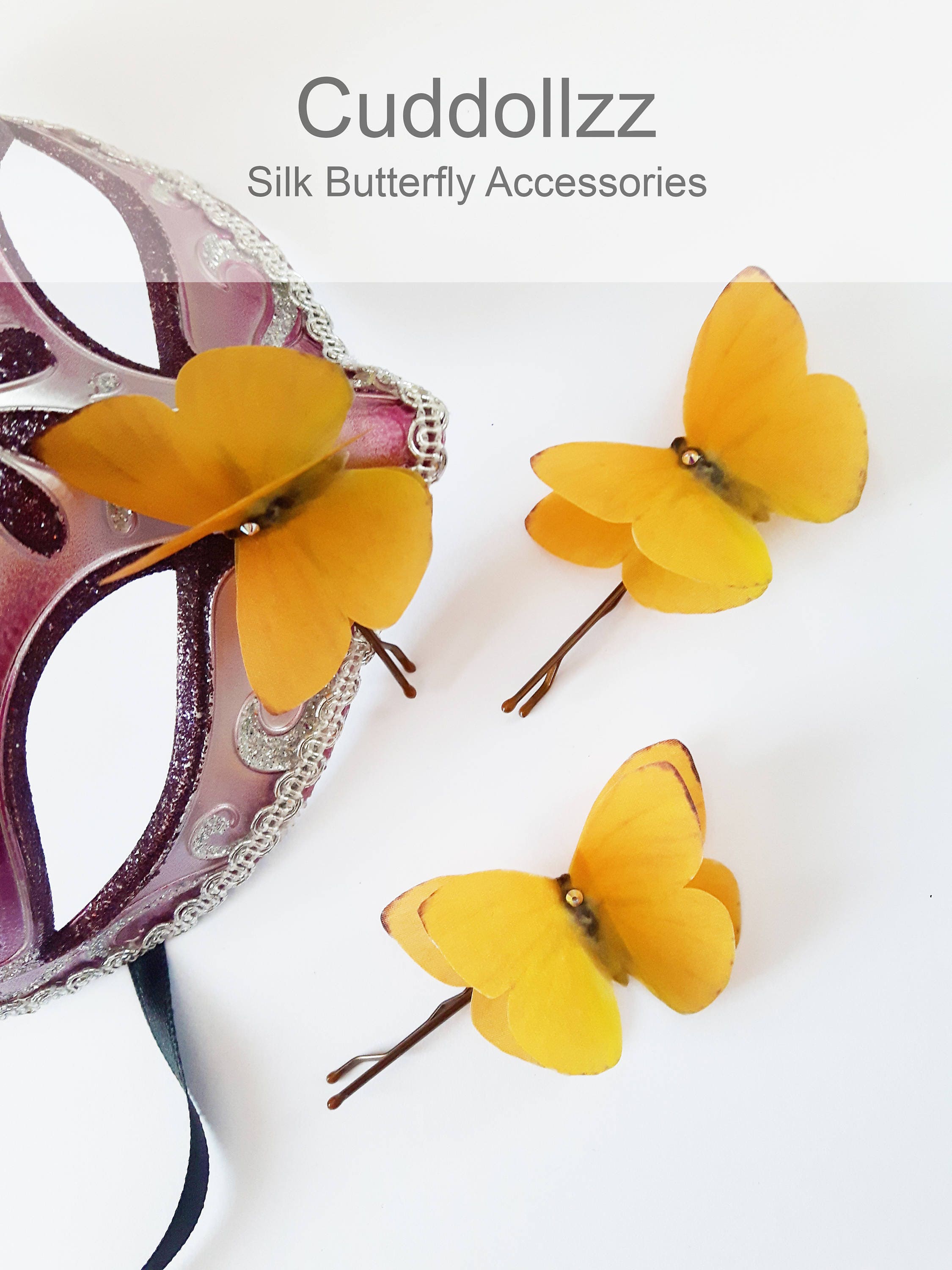 Best Seller Yellow Butterfly Hair Clip ~ Silk Butterfly Hair  display picture 3