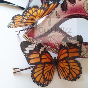 Set of 2 Auburn Orange  Butterfly Hair Clips. Silk Butterfly Hair Slides.