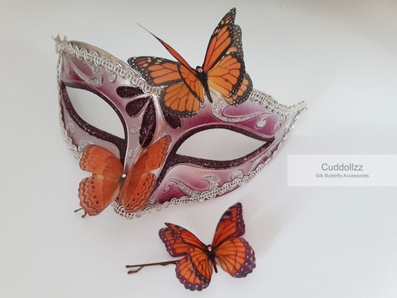 Trots Noord West getuige Set van 3 Auburn vlinders met Swarovski Crystal. Zijde vlinder | Etsy