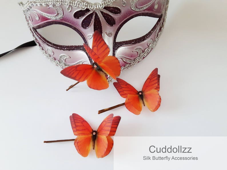 Burnt Orange Butterfly Hair Slides. Butterflies Hair Pins Set Etsy