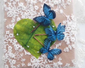 Set of 3 Silk Butterfly Hair Clips. Butterfly hair slides in Pretty Blue and Black Colour.