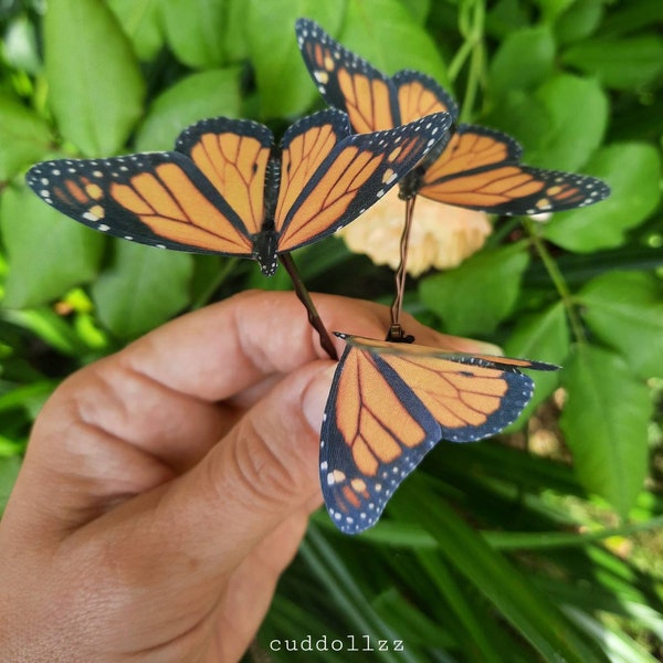 Monarch Butterfly Hair Pins Silk Butterflies Hair Clips Auburn Butterfly Hair Clip, Butterfly Gift