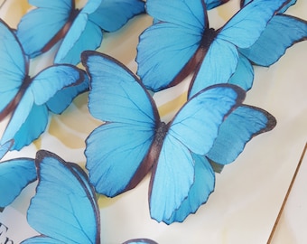 Blue Butterfly brooch. Morpho Blue Silk Butterflies. Beautiful Brooch Gift. Brooch for Special Occasions.