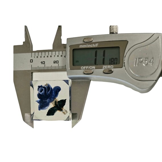 Clear Lucite Reverse Carved Square Blue Rose Broo… - image 7