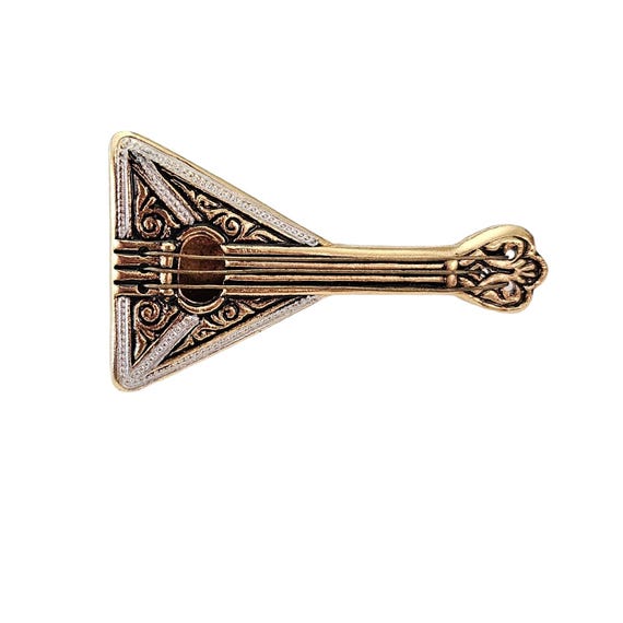 Toledoware, Damascene Style Guitar Balalaika Stringed Instrument Brooch Pin L333