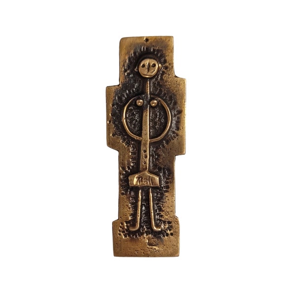 Percz Janos Copper Modernist Figural Lady Brooch, Signed E110