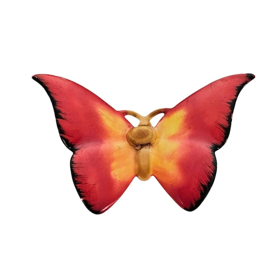 Original By Robert Butterfly Brooch Orange Yellow Enamel Pin, Signed