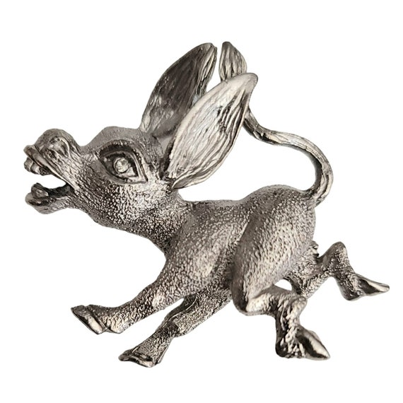 Silver Tone Lively Donkey Mule Figural Pin Brooch - image 6