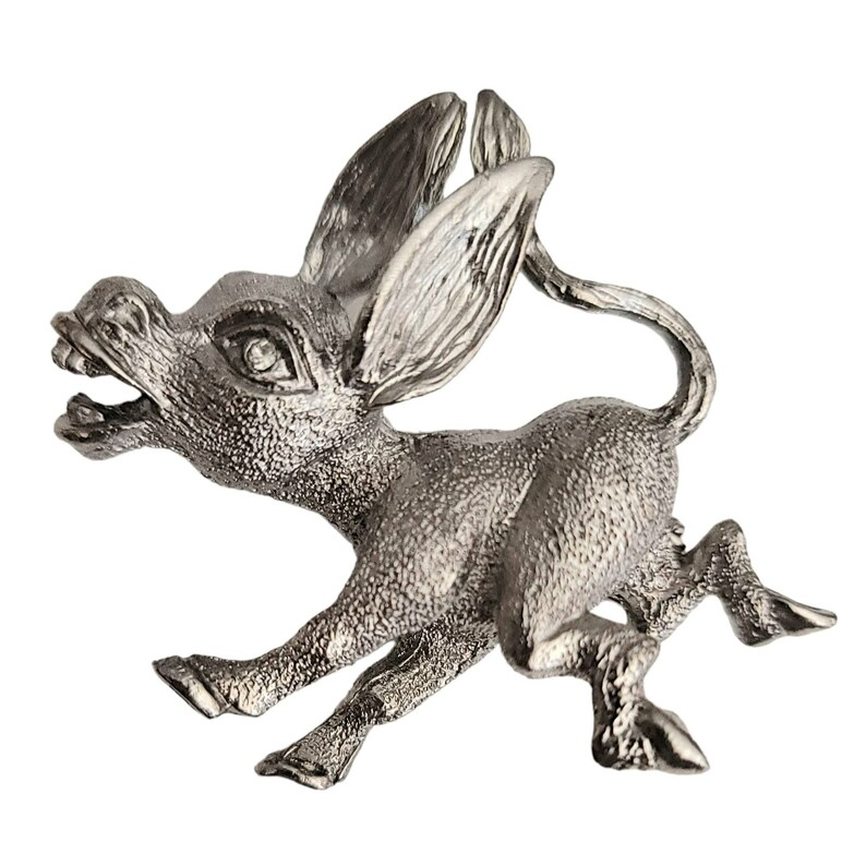 Silver Tone Lively Donkey Mule Figural Pin Brooch image 6