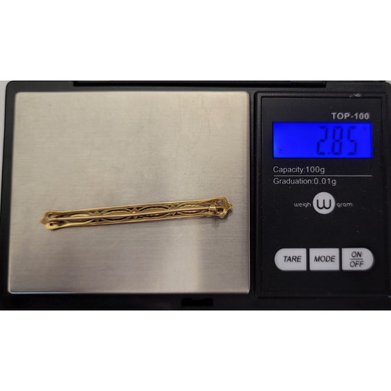 10k Yellow Gold Bar Lapel Brooch Pin, 2.85 Grams … - image 6