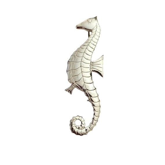 Sterling Silver Seahorse Brooch Pin Signed By Maker L502