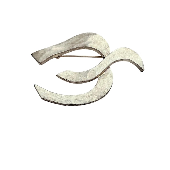 Cecile Jeanne Paris Silver Tone Modernist Dove Brooch Hammered Pin Signed, J438