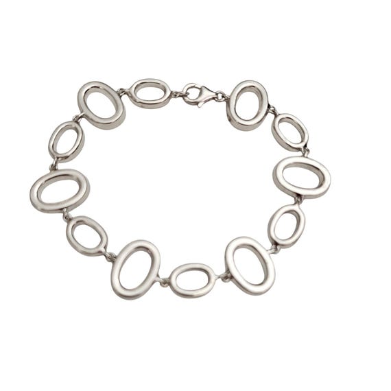 Sterling Silver Chunky Ovals Link Bracelet J469