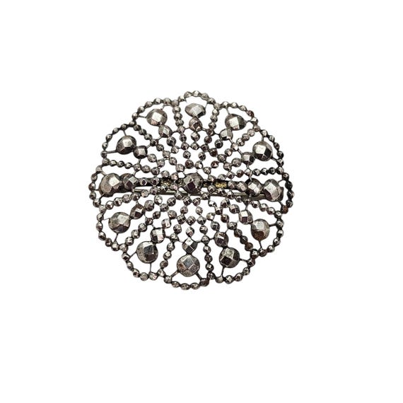 Steel Cut Round Medallion Open Brooch Pin L488