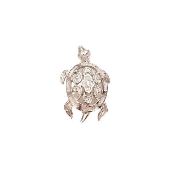Trifari Crown Over T Vintage Silver Tone Textured Turtle Brooch Pin, Signed L71