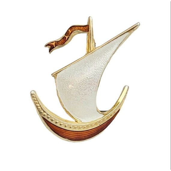 Broche En Argent Sterling Et émail Plique à Jour Johan Kjærland - Vintage Norvège