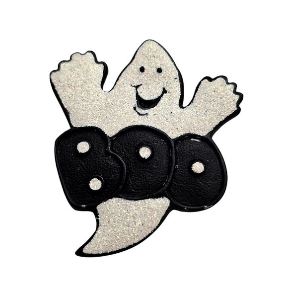 Boo Ghost Brooch Numbered Glittery Sparkle Pin C977