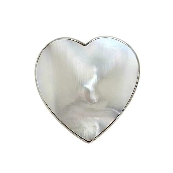 Sterling Silver Heart Blister Pearl Pendant Brooch