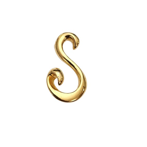 Ann Klein Letter S Brooch, Gold Tone Pin, Signed