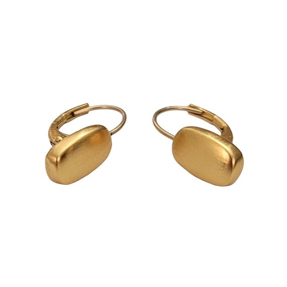 Anne Klein Brushed GD Dainty Square Lever Back Earrings, Signed E312