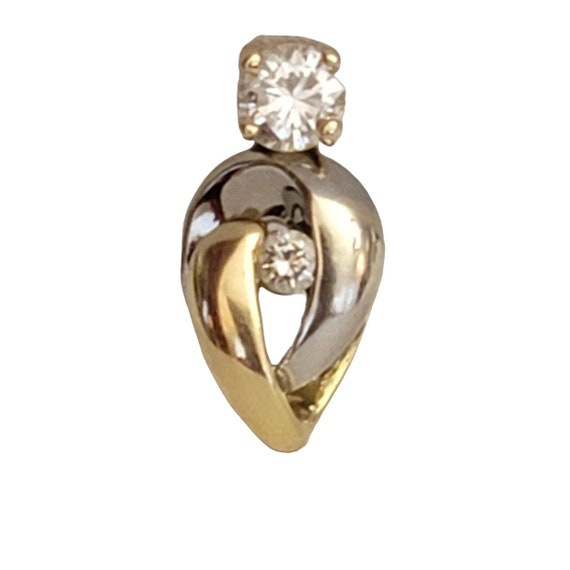 14k Yellow, White Gold Diamond Teardrop Intertwined Pendant, M682
