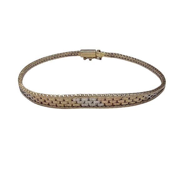 Sterling Silver Rose Yellow Tone Vermeil Bracelet Fancy Link 7.5” Long C800