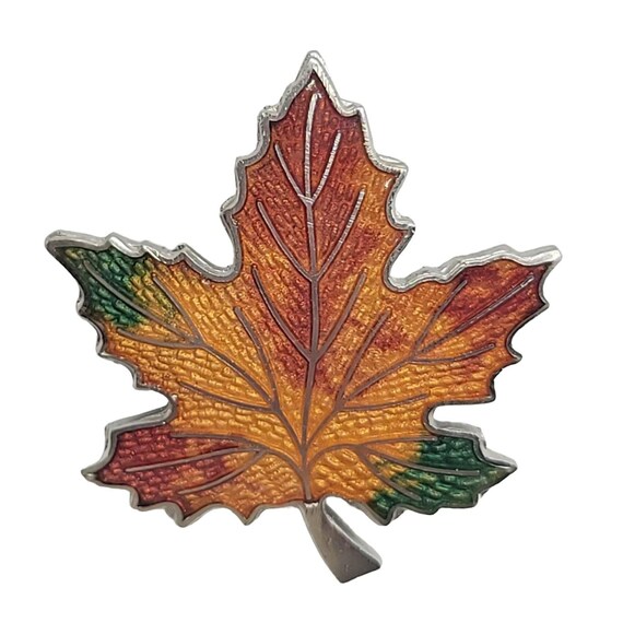 Bond-Boyd Made In Canada Vintage Enamel Autumn Maple Leaf Pin, Signed