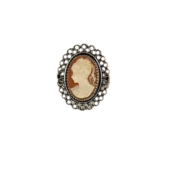 Beau Sterling Silver Resin Cameo Ring, Signed L162