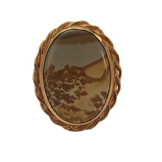 Gold Plated Agate Cameo Style Brooch Pendant K884