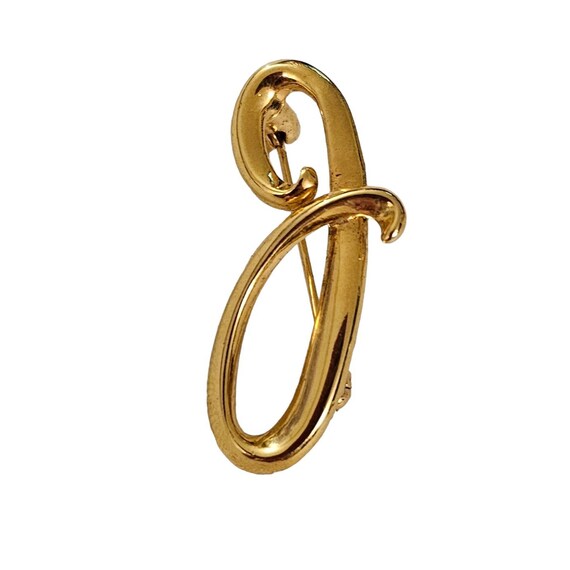 Anne Klein Gold-Tone Letter J Brooch Pin, Signed L173
