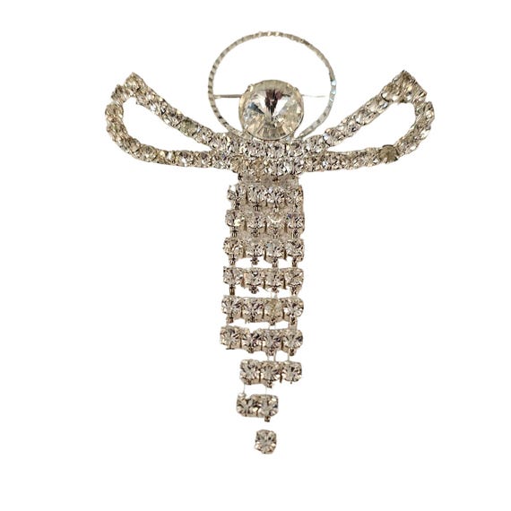 Clear Rhinestone Articulated Halo Angel Articulated Brooch Pin L290