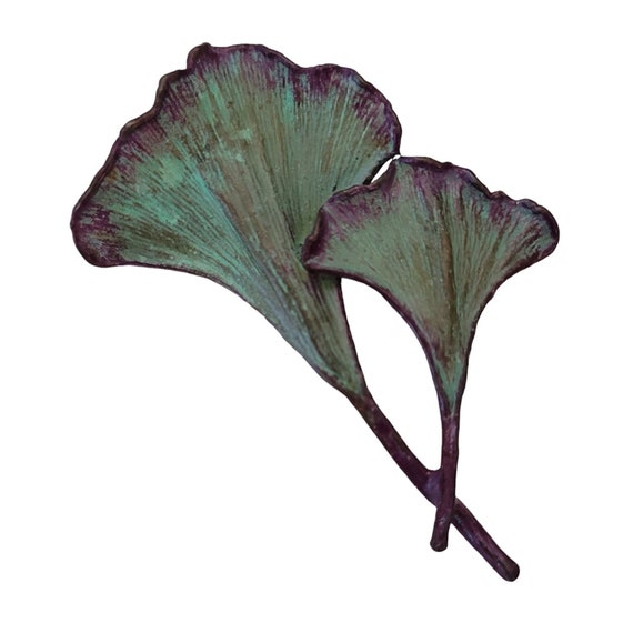 Nature’s Creations Double Ginkgo Leaf Brooch Pin E542