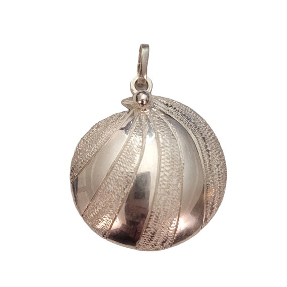 Sterling Silver Textured Round Domed Modernist Orb Pendant E121