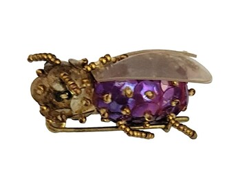 PLUIE＊ピアス　nacht Vintage Gold Tone Seed Bead Sequin Insect Bug Pin Brooch