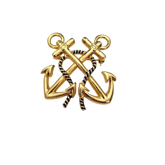 Carolee Anchors Rope Brooch Gold Tone Pin Signed, J742
