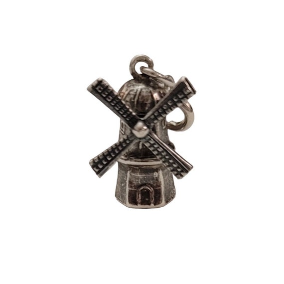 800 Silver Round Spring Clasp Articulated Windmill Charm E328