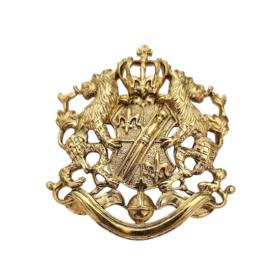 Joan Rivers Brooch Griffins Dragon Coat of Arms Gold Tone Pin Signed,  J81
