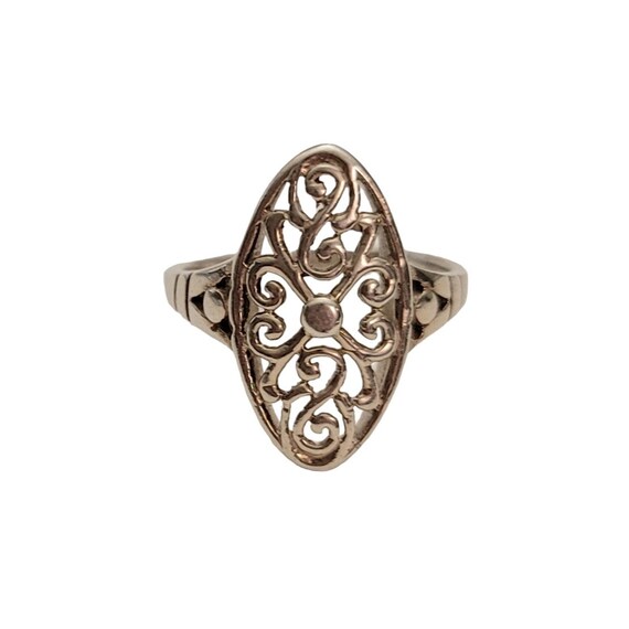 Sterling Silver 925 Oval Filigree Ring Size 7 E893