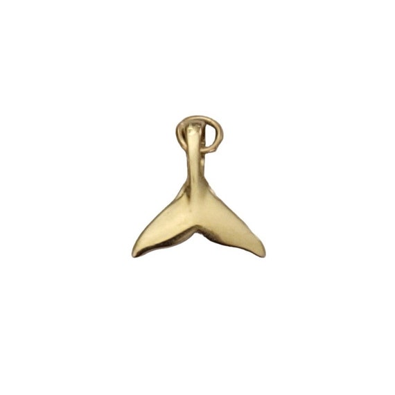 14K Yellow Gold Whale Tail Pendant, Charm K556