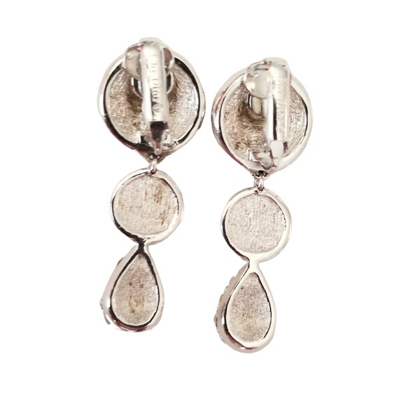 Christian Dior Silver Tone Clear Crystal Circle D… - image 5