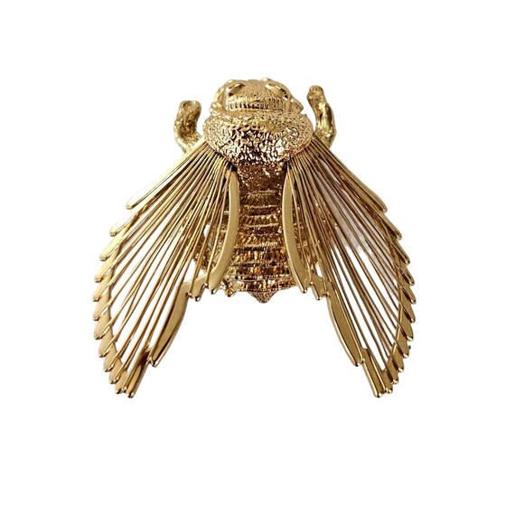 Monet Gold Tone Vintage Bug Bee Fly Brooch Pin, Signed L99