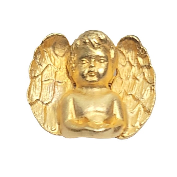Amanda Borghese Gold-Tone Angel Cherub Brooch Pin Signed