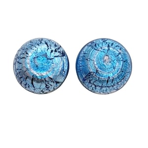 Blue Foil Art Glass Clip-On Earrings, M269