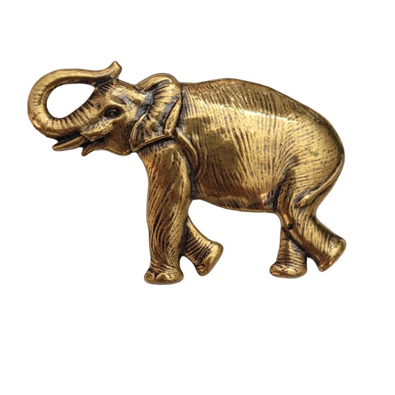 Brass Repoussé Elephant Brooch Pin E159
