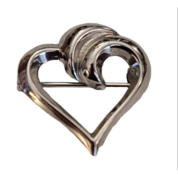 BEAU STER Sterling Silver Open Heart Pin Brooch, … - image 9