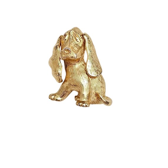 Monet Hound Dog Brooch Gold Tone Vintage Pin Signed, J482