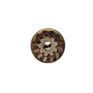 Antique Carved Flower Shell, Cut Steel, Brass Loop Shank Button J995
