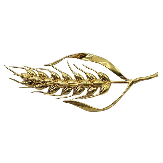 18k Yellow Gold Wheat Brooch, Signed Tiffany, Ita… - image 6