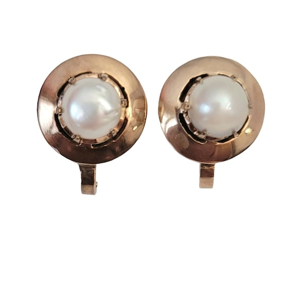 10k Yellow Gold Pearl Screw Back Earrings M199