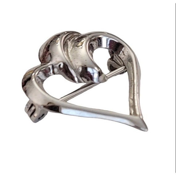 BEAU STER Sterling Silver Open Heart Pin Brooch, … - image 2